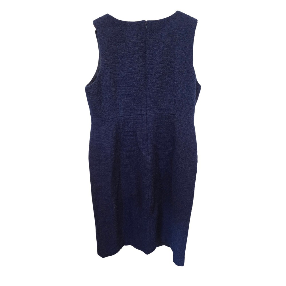 J.Crew Sheath Dress Wool Tweed Gold Button Sleeveless Navy Preppy Work 18 - Picture 2 of 9